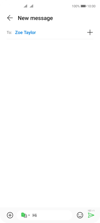 Press the send icon when you've finished your SMS.