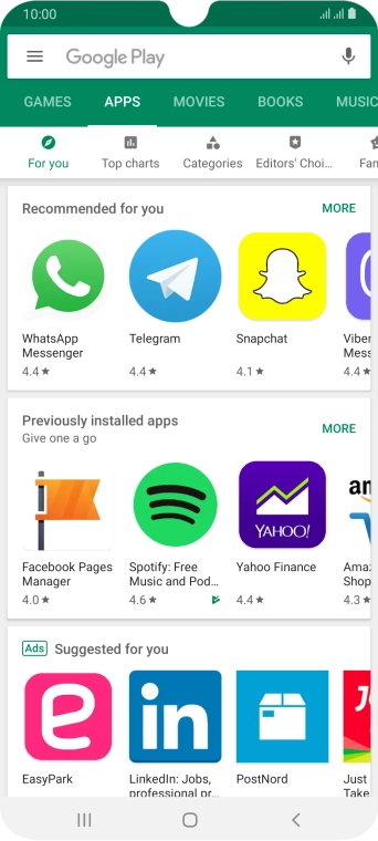 Slide your finger right starting from the left side of the screen.