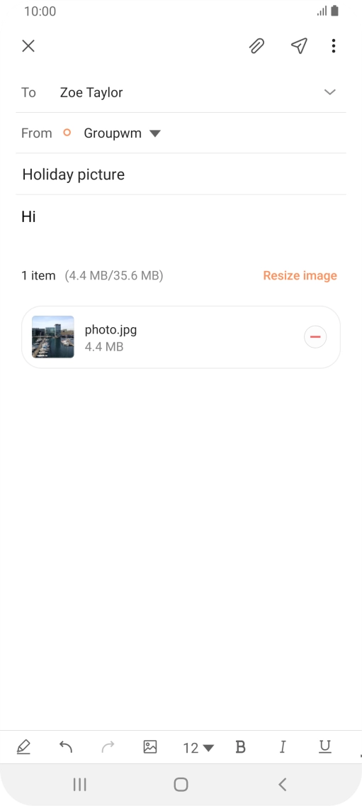 Press the send icon when you've finished your email.