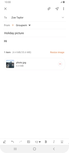 Press the send icon when you've finished your email.