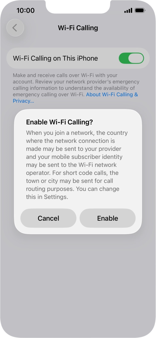 If you turn on the function, press Enable.