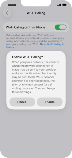 If you turn on the function, press Enable.