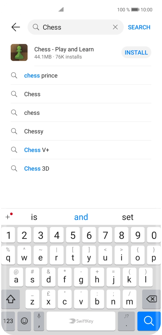 Key in the name or subject of the required app and press the search icon.