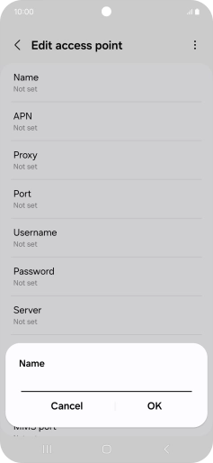 Key in EE Internet and press OK.