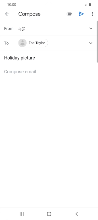Press the text input field and write the text for your email.
