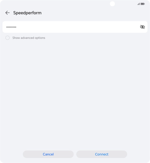 Key in the password for the Wi-Fi network and press Connect.