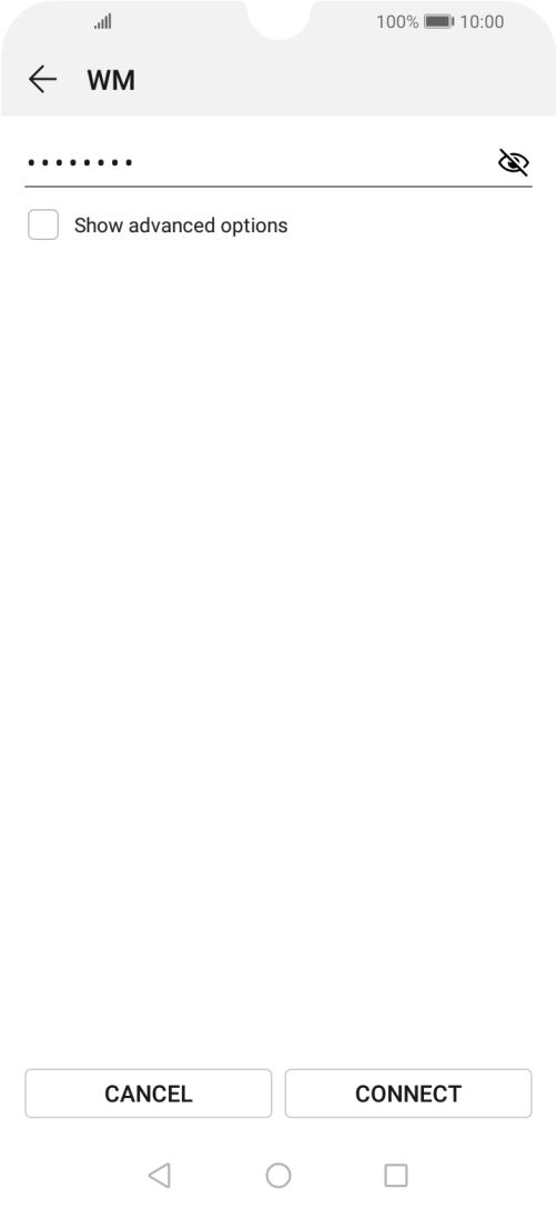 Key in the password for the Wi-Fi network and press CONNECT.