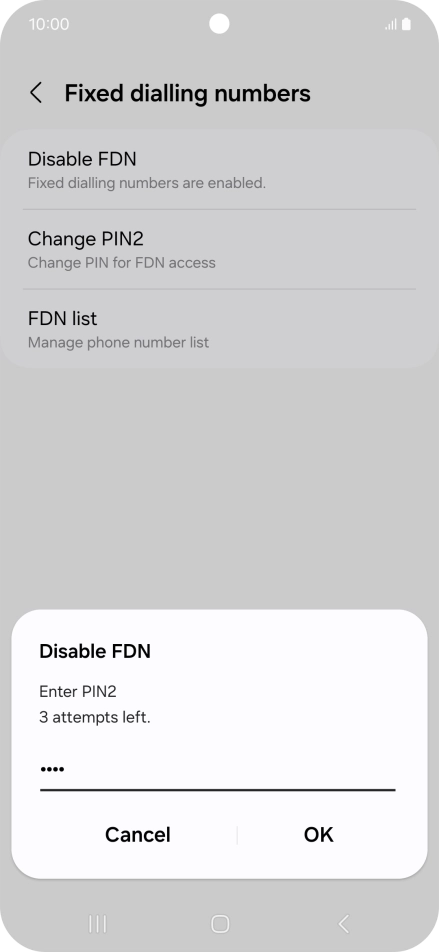 Key in your PIN2 and press OK. The default PIN2 is 0000.