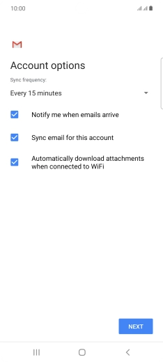 If this screen is displayed, you email account has been recognised and set up automatically. Follow the instructions on the screen to key in more information and finish setting up your phone.