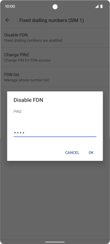 Key in your PIN2 and press OK. The default PIN2 is 0000.