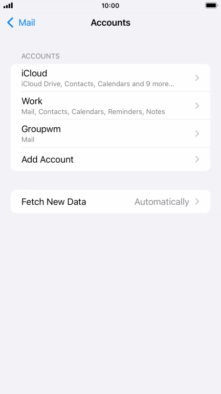 Press the name of the email account you've just set up.