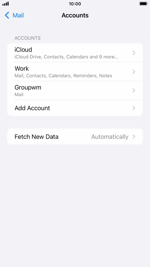 Press the name of the email account you've just set up.