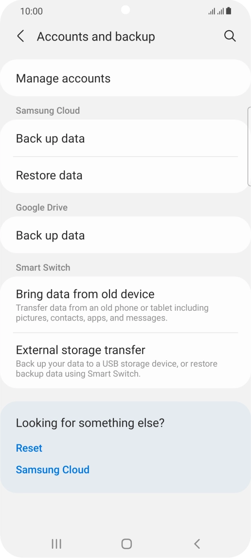Press Manage accounts.