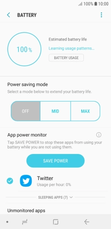 Press the required setting.