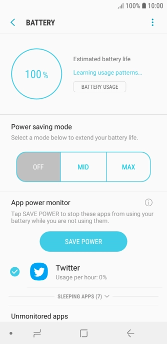 Press the required setting.