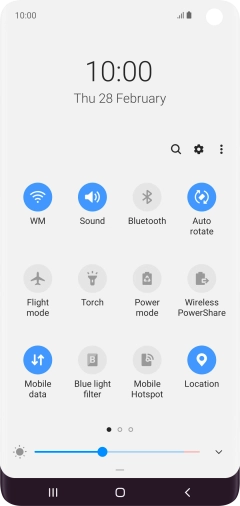 Press the mobile data icon to turn the function on or off.