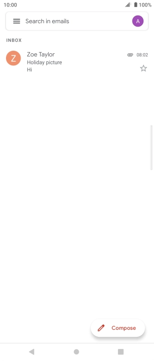 Press the email account icon.
