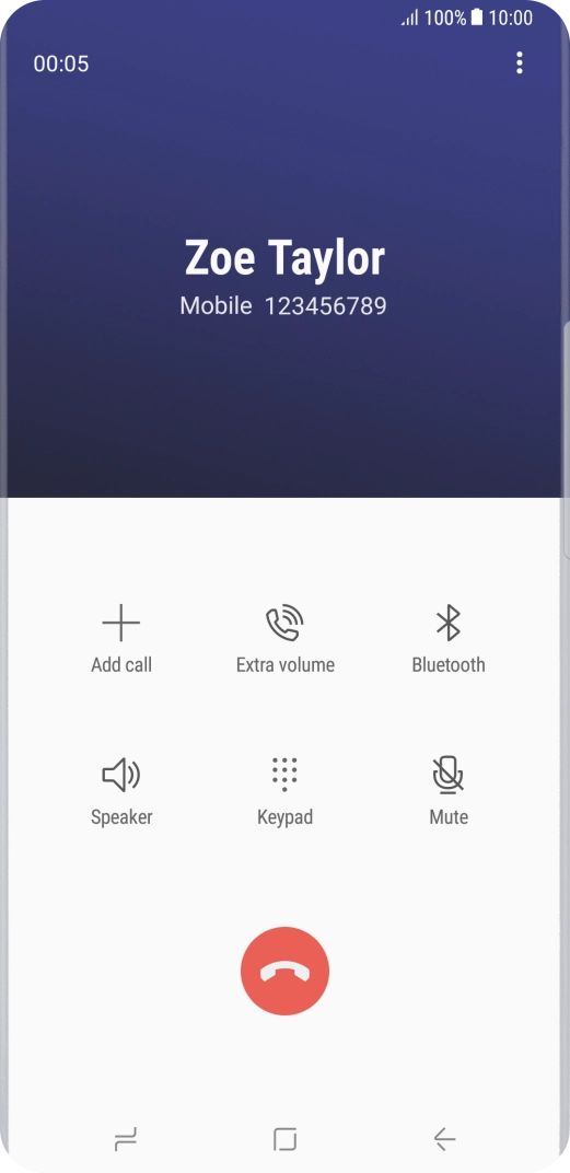 Press the end call icon.
