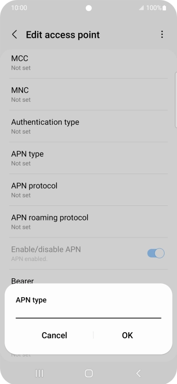 Key in default and press OK.