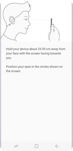Follow the instructions on the screen to create the phone lock code using iris scanning.