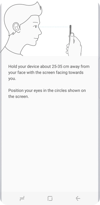 Follow the instructions on the screen to create the phone lock code using iris scanning.