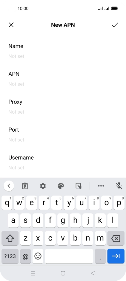 Key in everywhere and press the confirm icon.