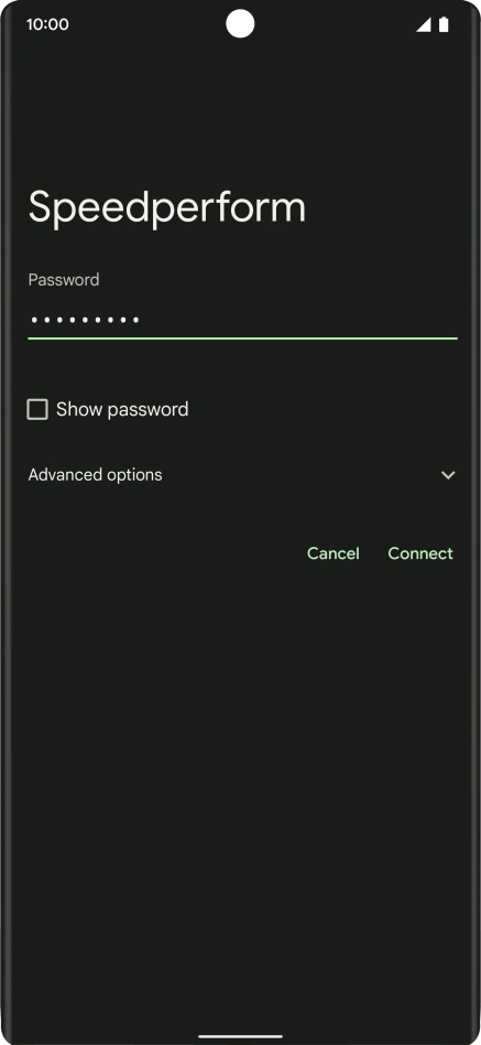 Key in the password for the Wi-Fi network and press Connect.
