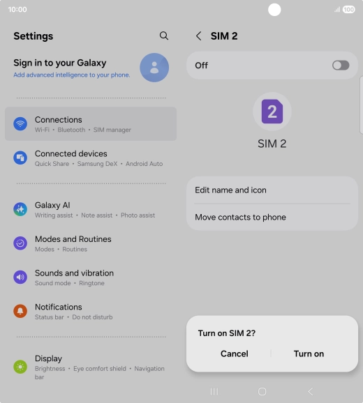 If you turn on use of the price plan, press Turn on.