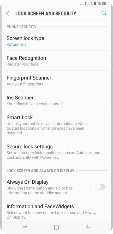 Press Screen lock type and key in the current phone lock code.