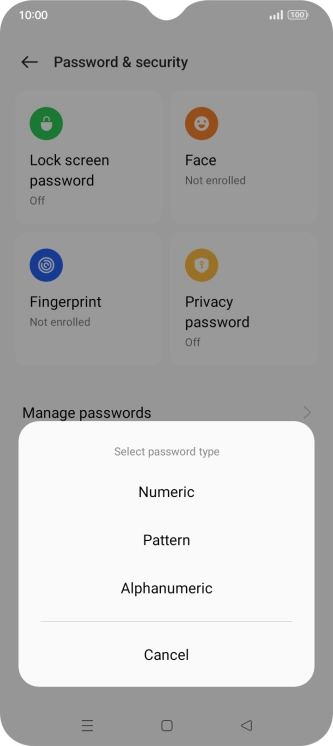 Press the required phone lock code and follow the instructions on the screen to create an additional phone lock code.