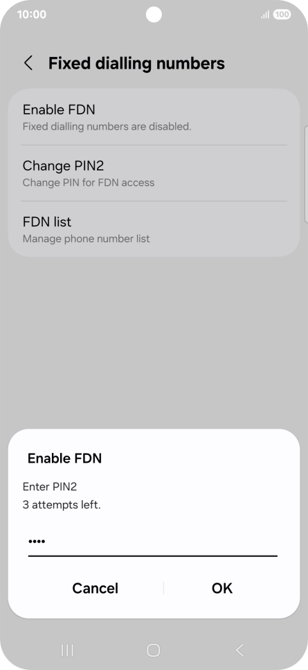 Key in your PIN2 and press OK. The default PIN2 is 0000.