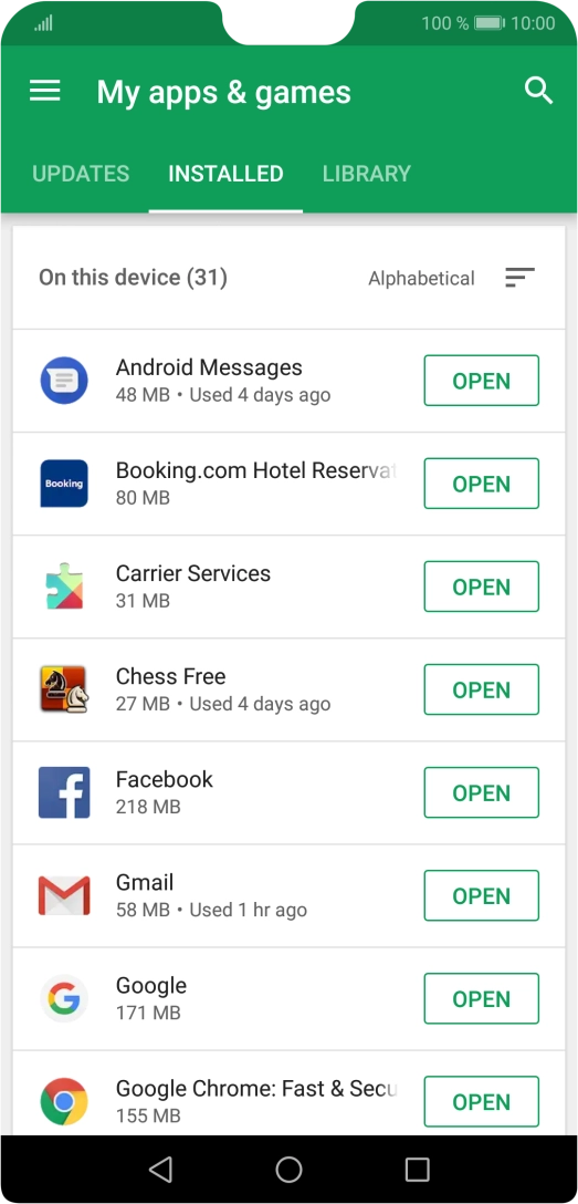 Press the required app.