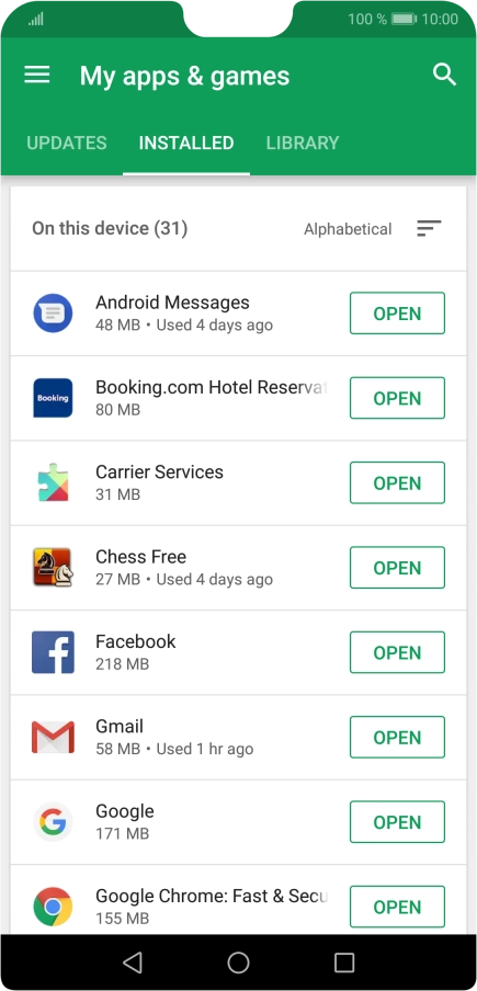 Press the required app.