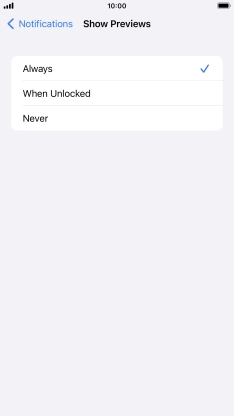 To select notification preview on the lock screen, press Always.