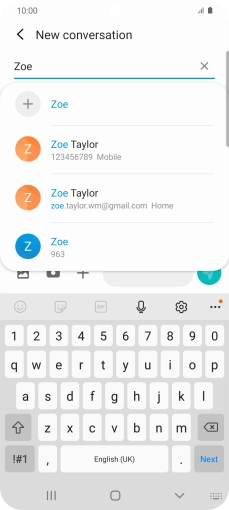 Press the required contact.