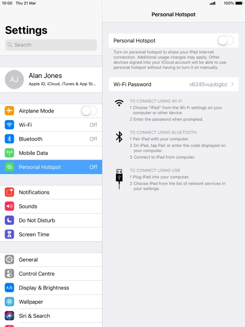 Press the indicator next to 