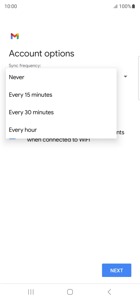 Press the required setting.