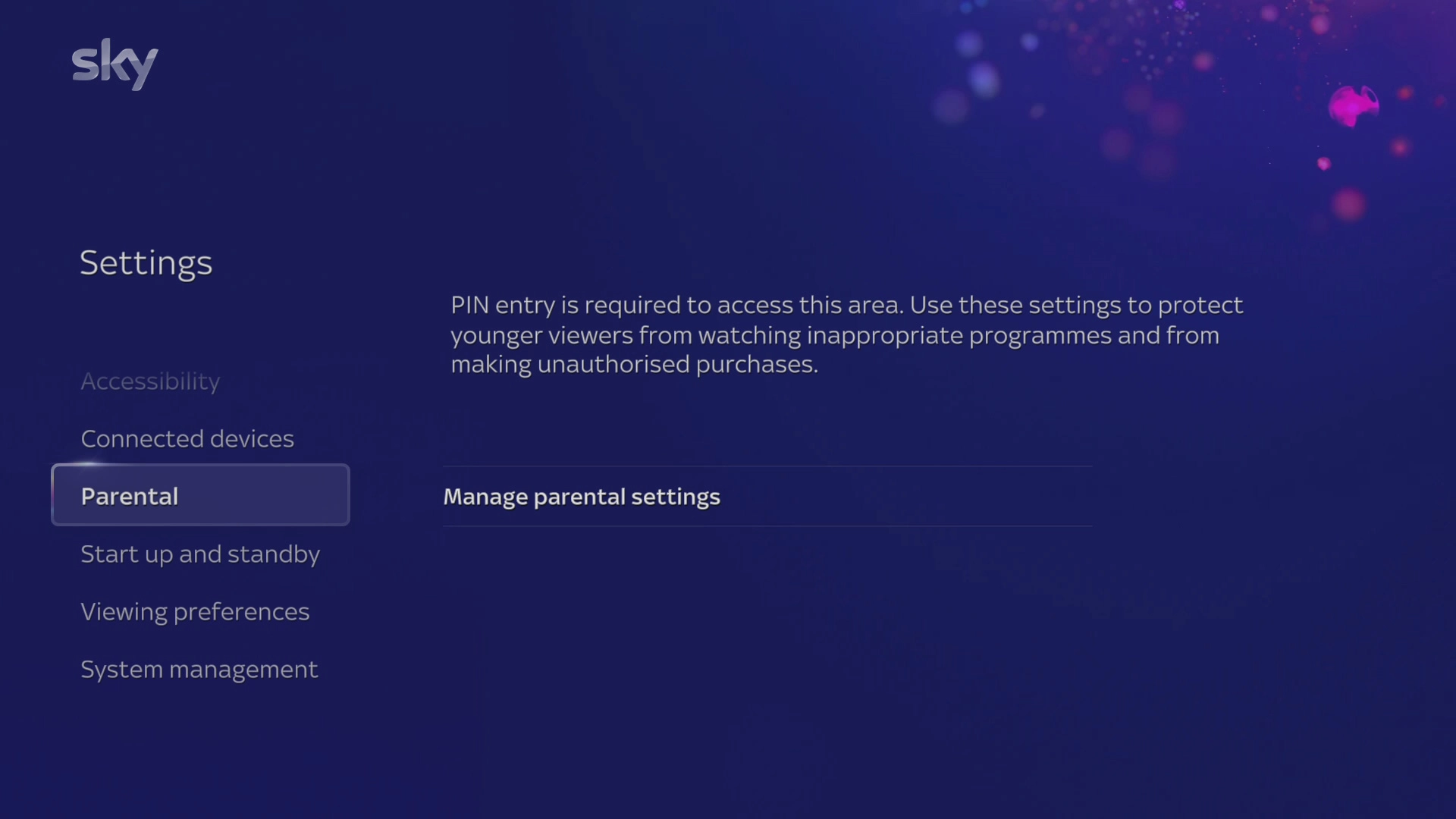 Select Manage parental settings.