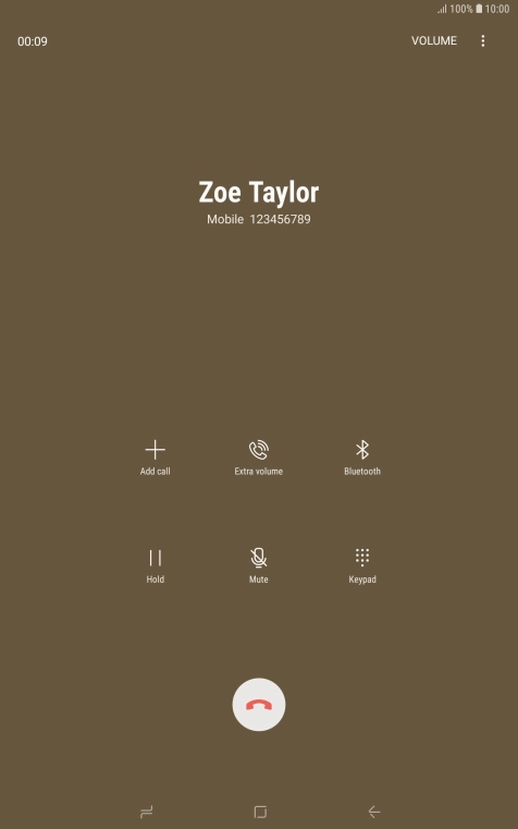 Press the end call icon.