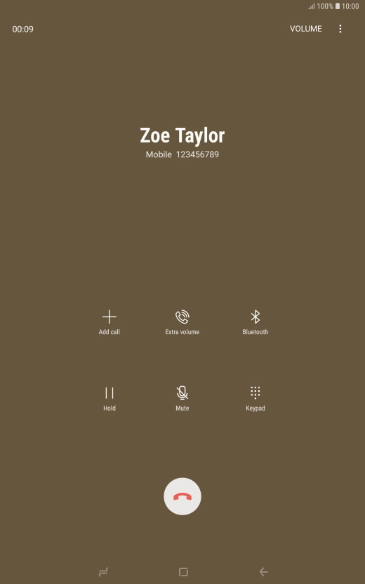 Press the end call icon.