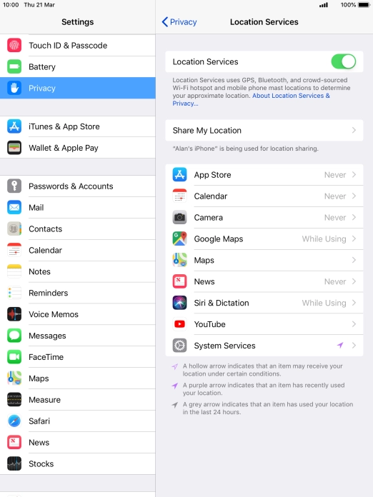 Press the required application.