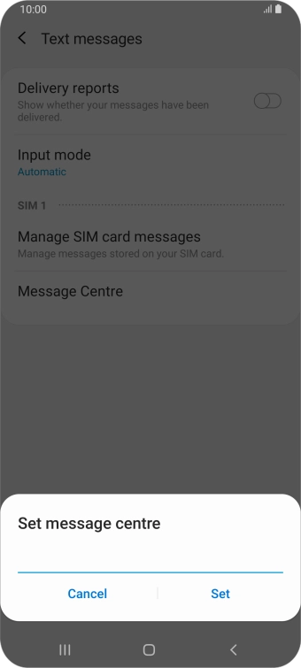 Key in +447958879879 and press Set.