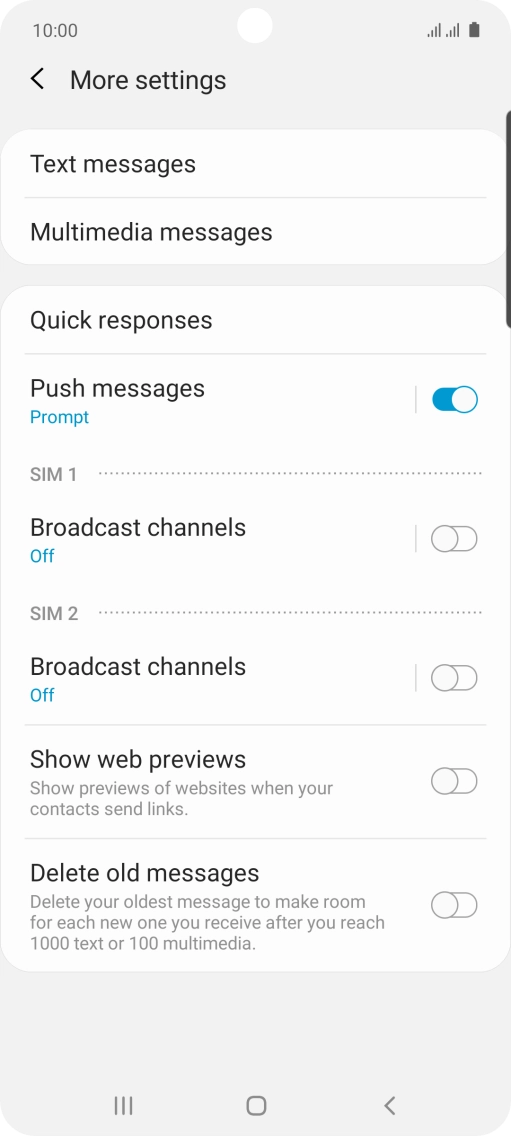 Press Text messages.