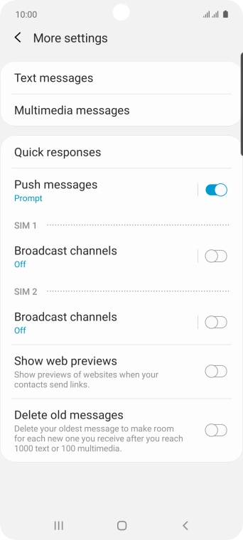 Press Text messages.