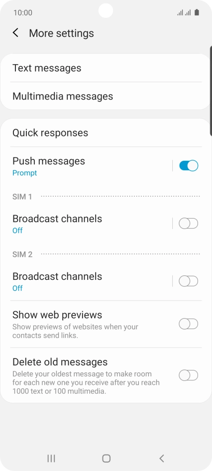 Press Text messages.