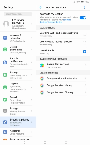 If you select Use GPS, Wi-Fi and mobile networks, your tablet can find your exact position using the GPS satellites, the mobile network and nearby Wi-Fi networks. Satellite-based GPS requires a clear view of the sky.