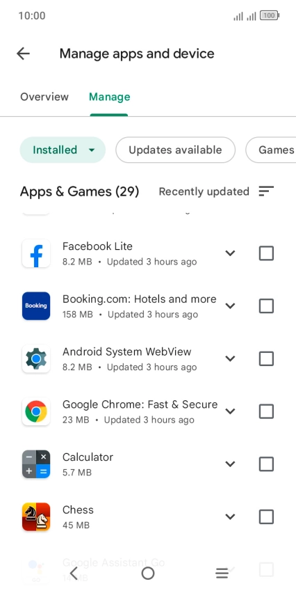 Press the required app.