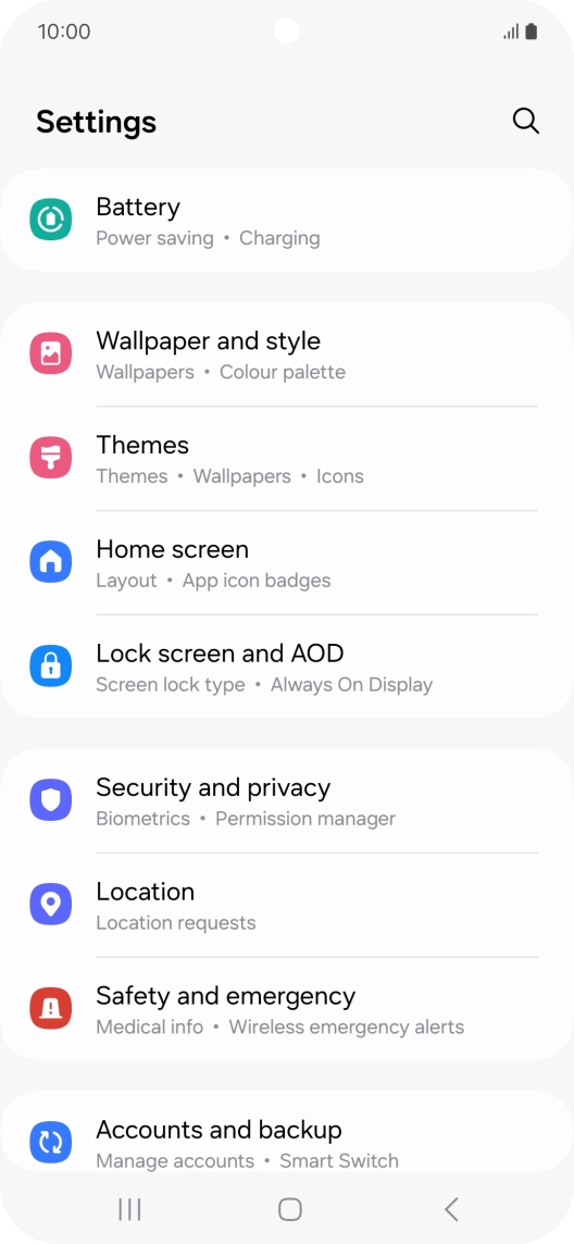Press Security and privacy.