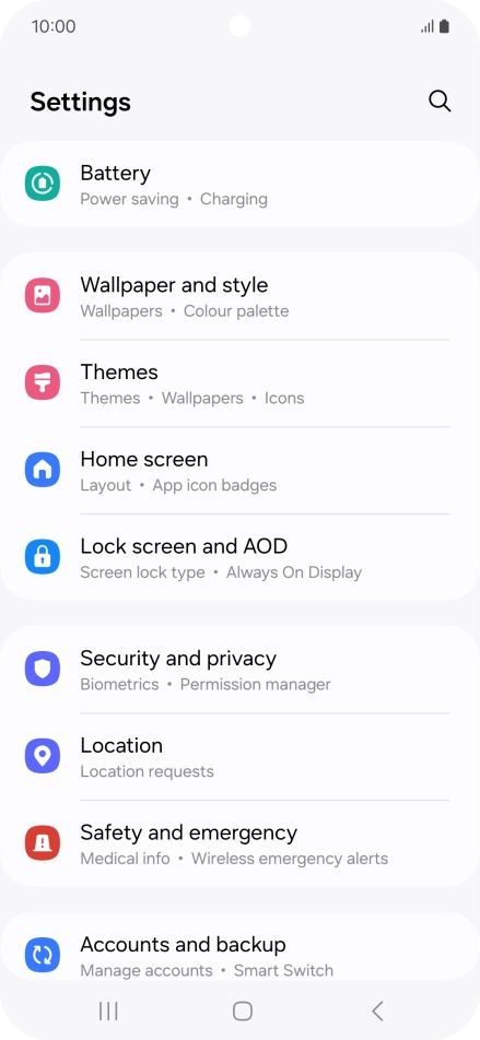 Press Security and privacy.