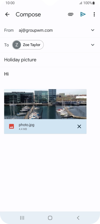 Press the send icon when you've finished your email.